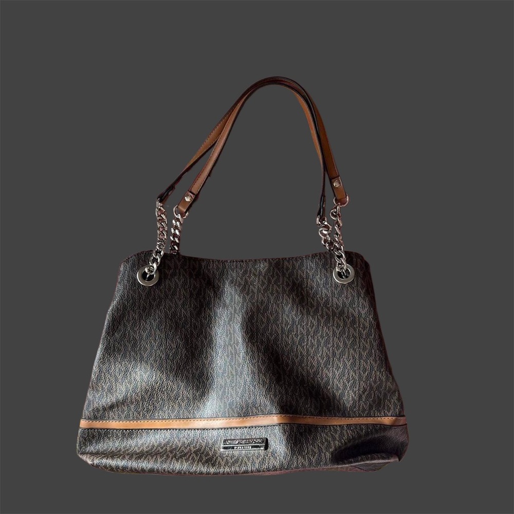 JONES NEW YORK SIGNATURE brown and black leather purse